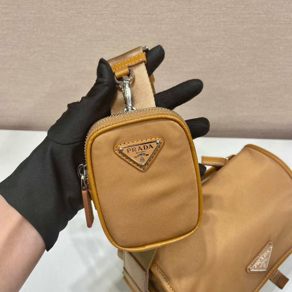 Prada 2VD034 Nylon messenger bag shoulder bag Tan