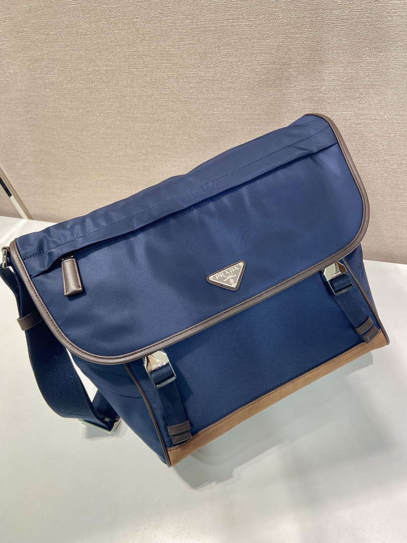 Prada 2VD052 Small Re-Nylon and leather shoulder bag Navy Blue