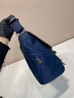 Prada 2VD052 Small Re-Nylon and leather shoulder bag Navy Blue - Default Title - View 5