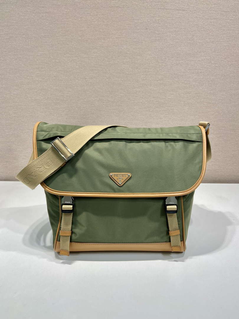 Prada 2VD052 Small Re-Nylon and leather shoulder bag Green