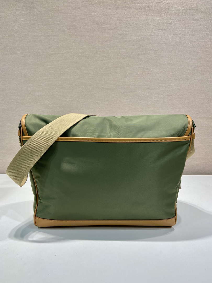Prada 2VD052 Small Re-Nylon and leather shoulder bag Green