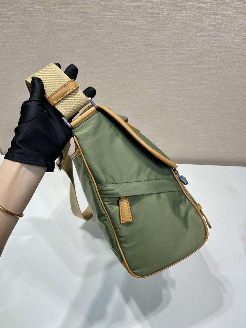 Prada 2VD052 Small Re-Nylon and leather shoulder bag Green