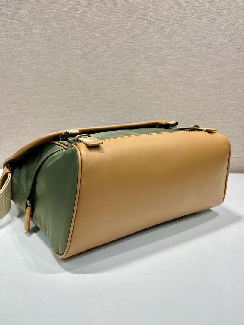 Prada 2VD052 Small Re-Nylon and leather shoulder bag Green