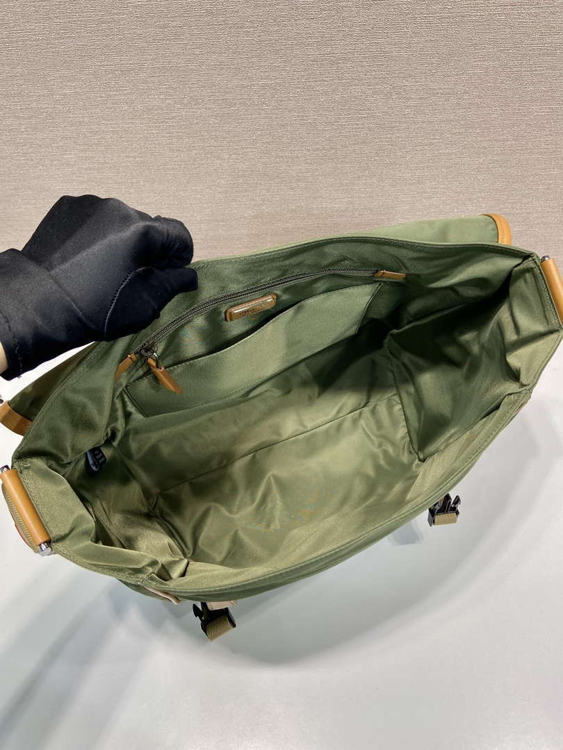 Prada 2VD052 Small Re-Nylon and leather shoulder bag Green