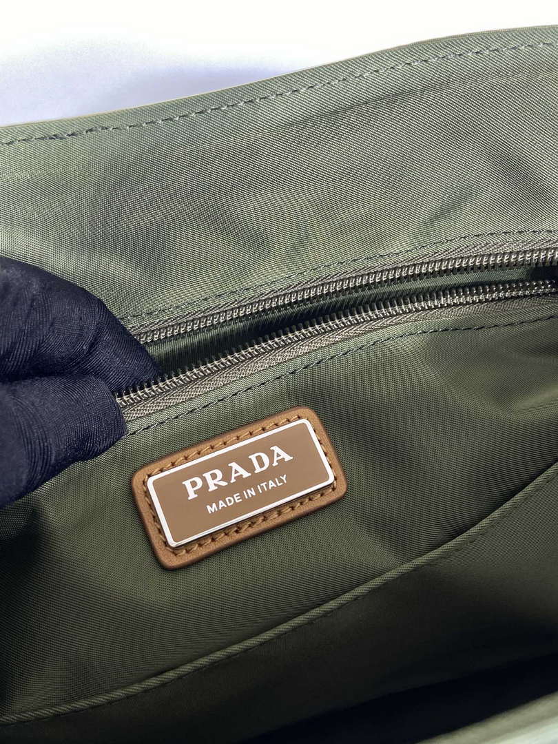 Prada 2VD052 Small Re-Nylon and leather shoulder bag Green