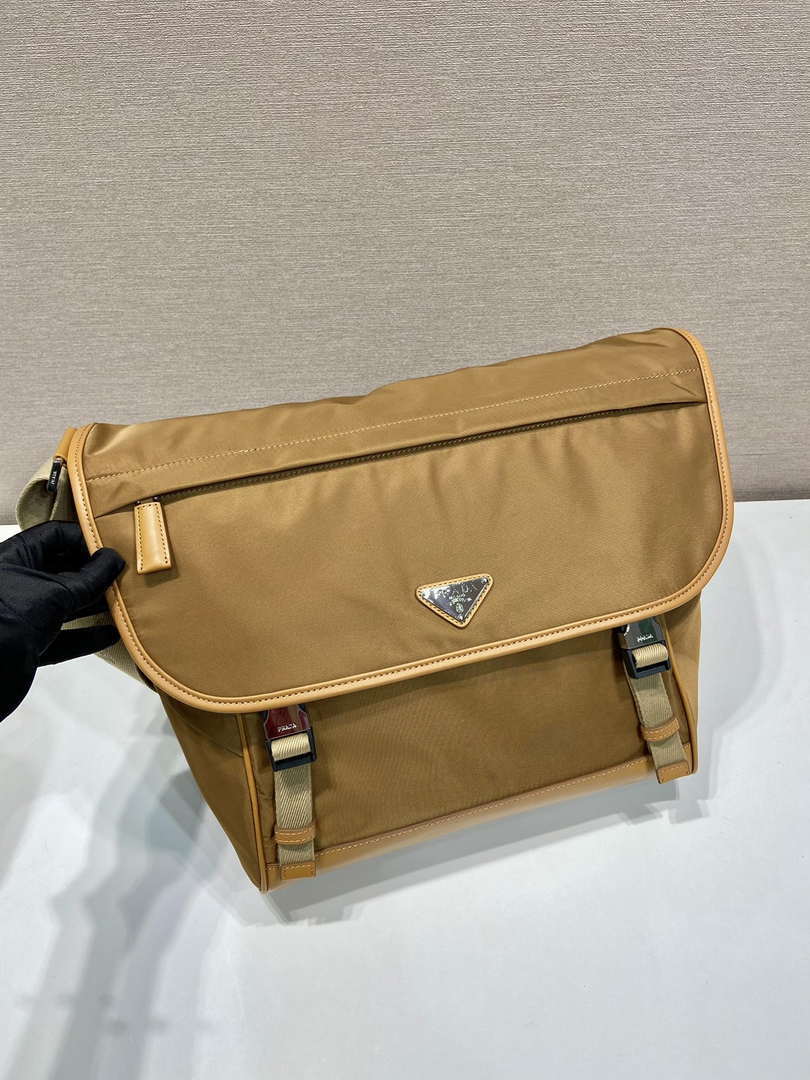 Prada 2VD052 Small Re-Nylon and leather shoulder bag Tan