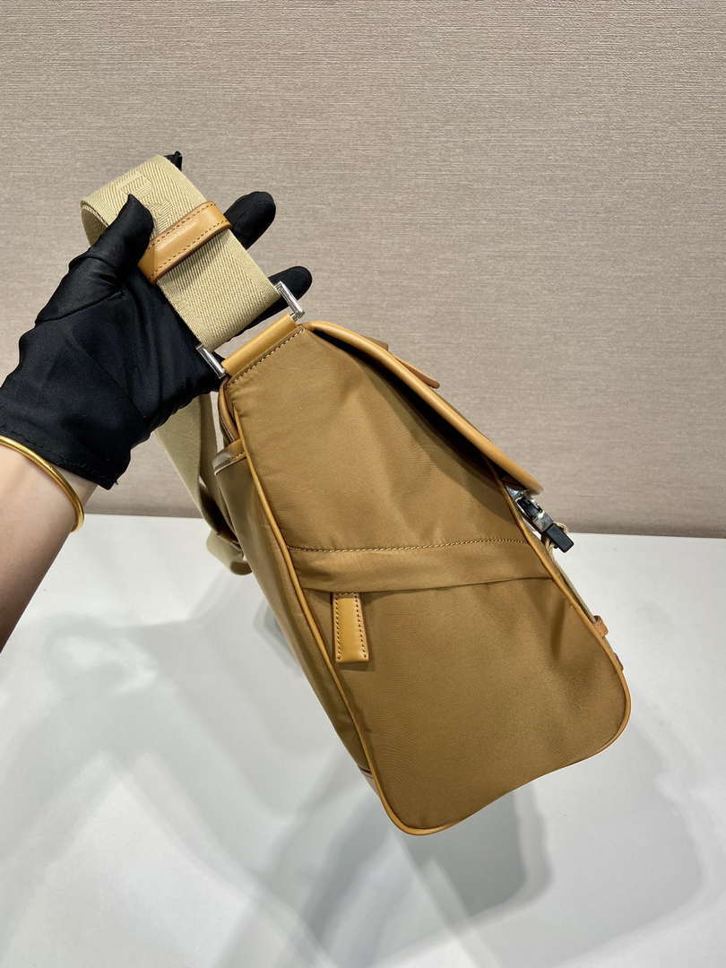Prada 2VD052 Small Re-Nylon and leather shoulder bag Tan