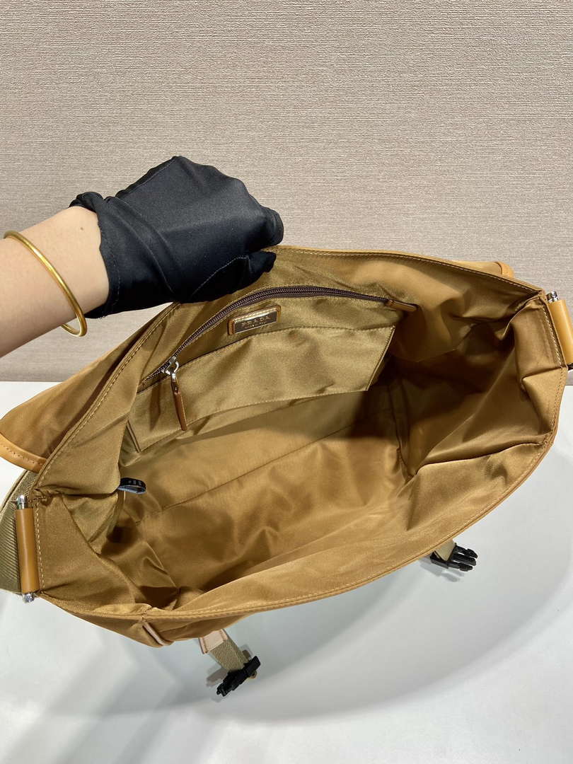 Prada 2VD052 Small Re-Nylon and leather shoulder bag Tan