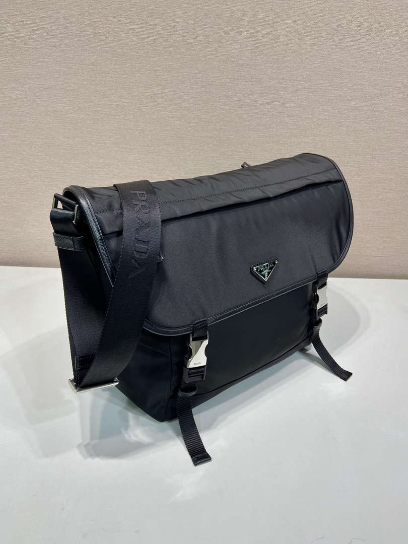 Prada 2VD052 Small Re-Nylon and leather shoulder bag Black