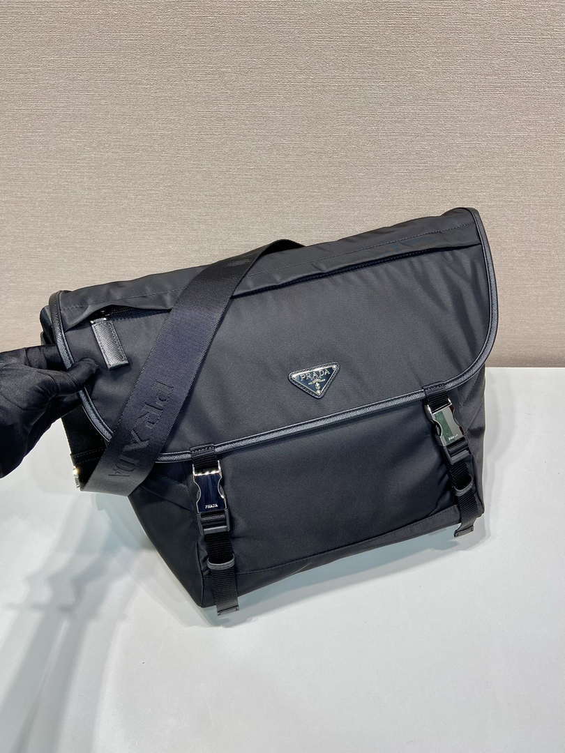 Prada 2VD052 Small Re-Nylon and leather shoulder bag Black