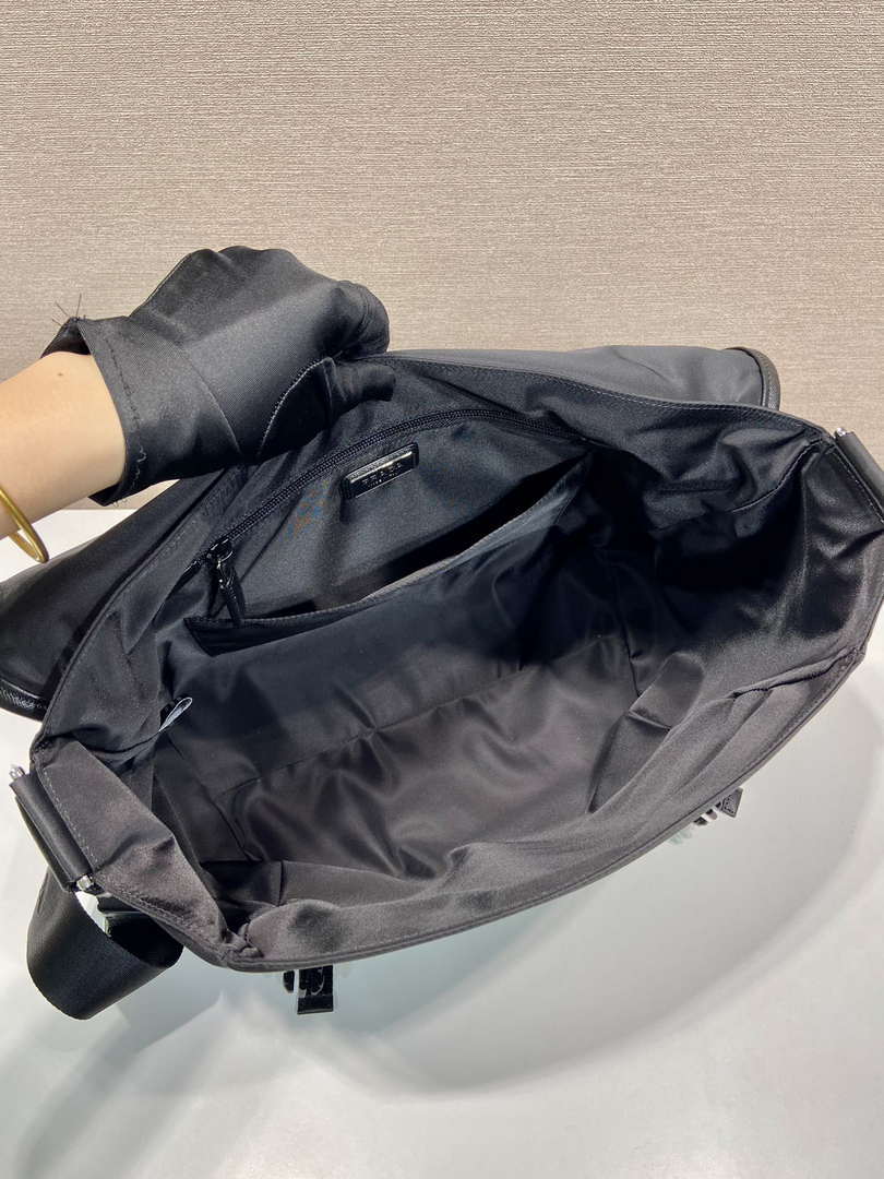 Prada 2VD052 Small Re-Nylon and leather shoulder bag Black