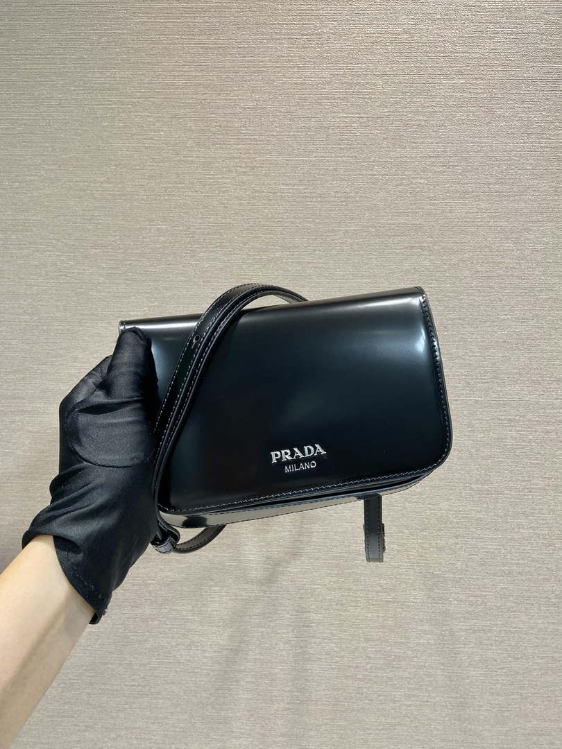 Prada 2VD061 Black Brushed Leather Mini-bag With Shoulder Strap Black - Default Title - View 1