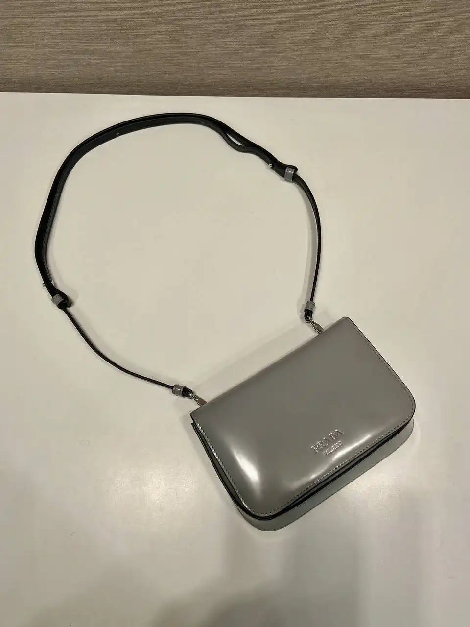 Prada 2VD061 Gray Brushed Leather Mini-bag With Shoulder Strap