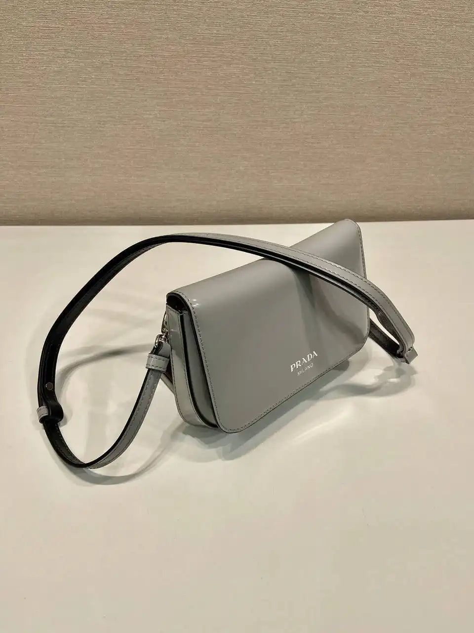 Prada 2VD061 Gray Brushed Leather Mini-bag With Shoulder Strap