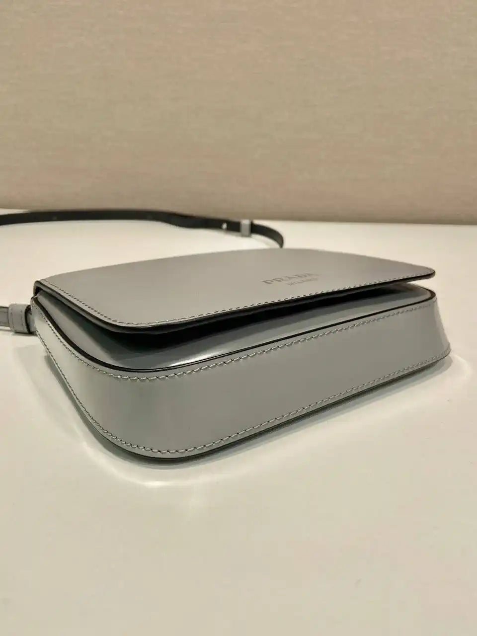 Prada 2VD061 Gray Brushed Leather Mini-bag With Shoulder Strap