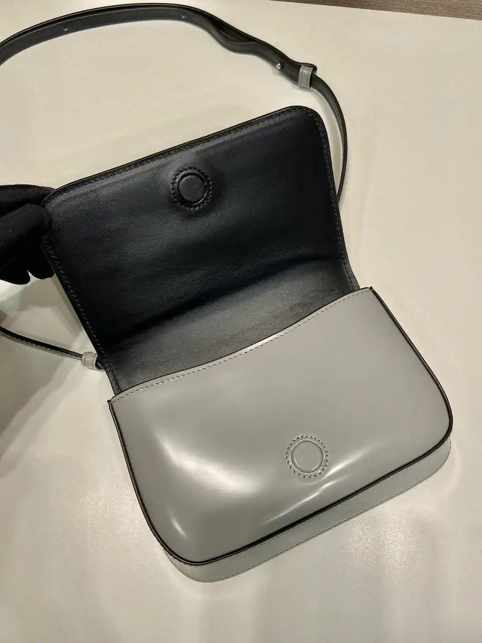 Prada 2VD061 Gray Brushed Leather Mini-bag With Shoulder Strap