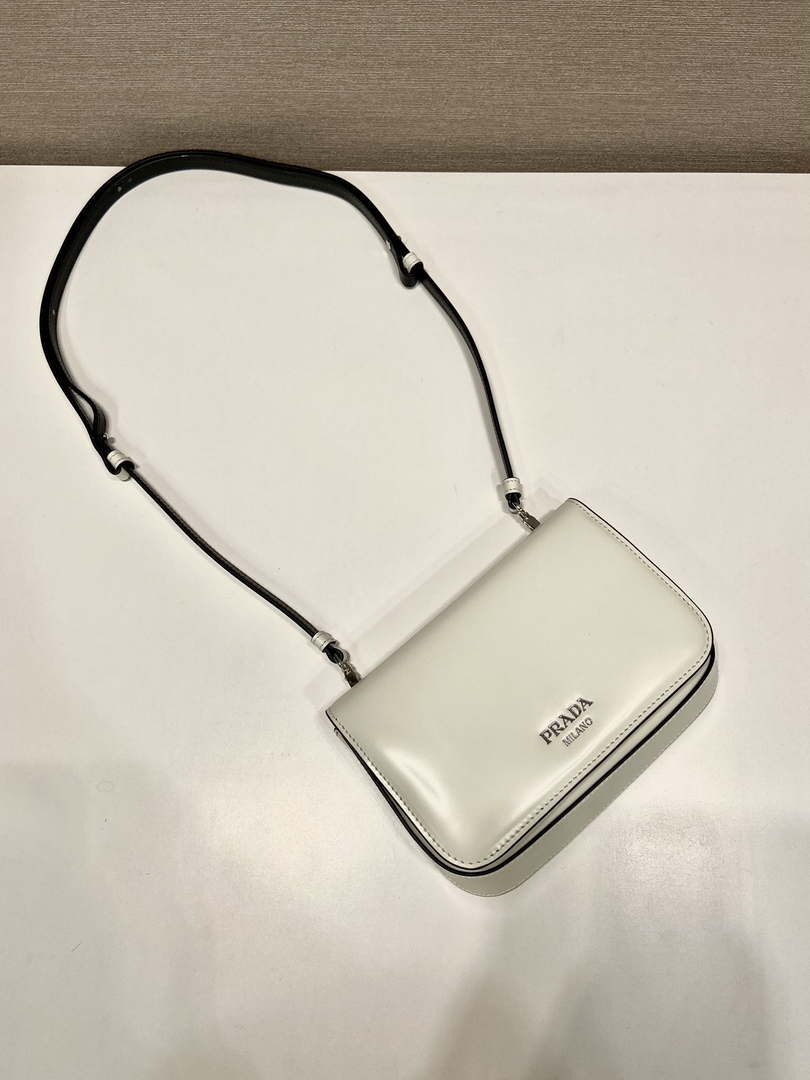 Prada 2VD061 Black Brushed Leather Mini-bag With Shoulder Strap White - Default Title - View 3