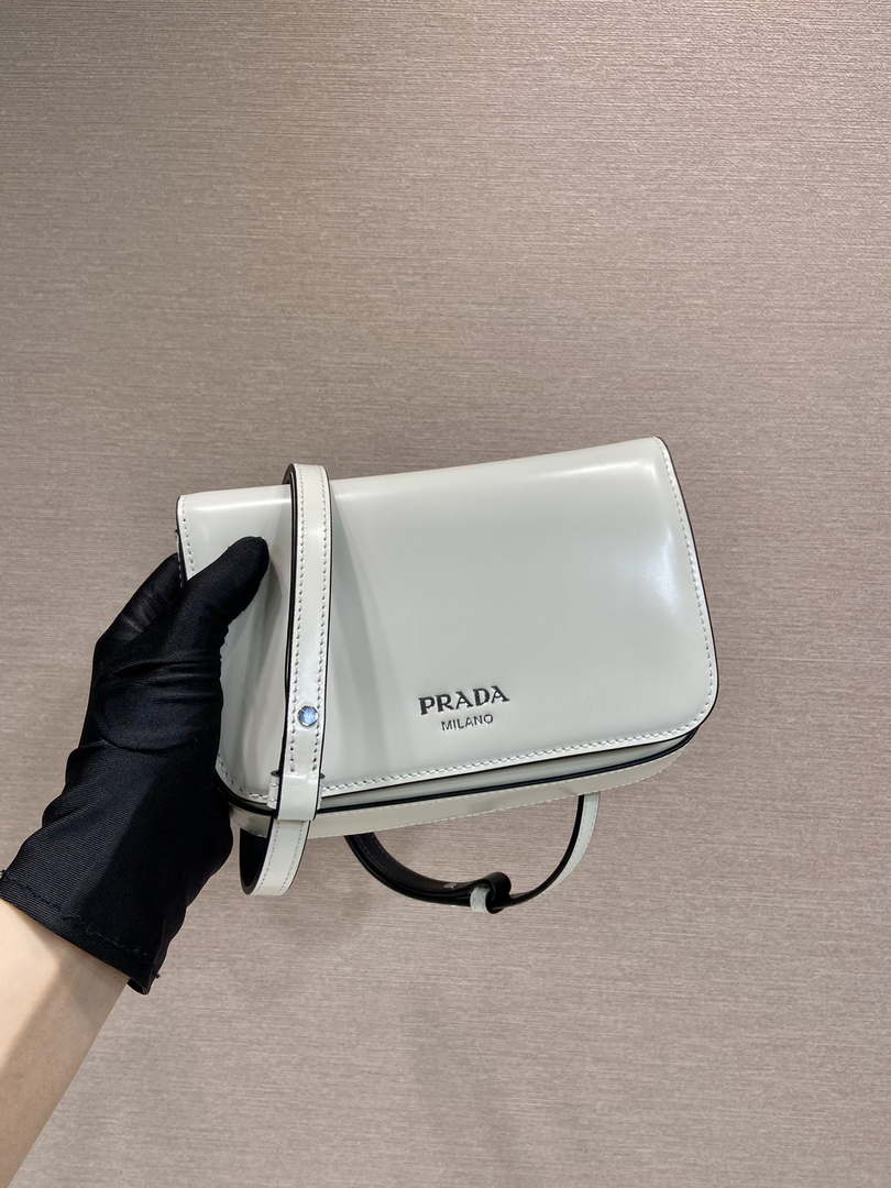 Prada 2VD061 Black Brushed Leather Mini-bag With Shoulder Strap White - Default Title - View 1