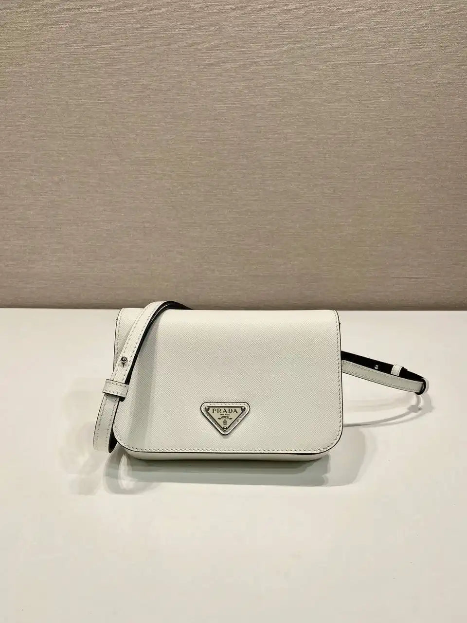 Prada 2VD061 White Galleria Saffiano leather Mini-bag With Shoulder Strap