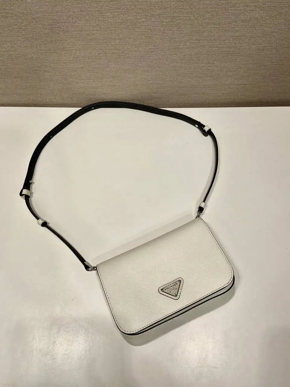 Prada 2VD061 White Galleria Saffiano leather Mini-bag With Shoulder Strap