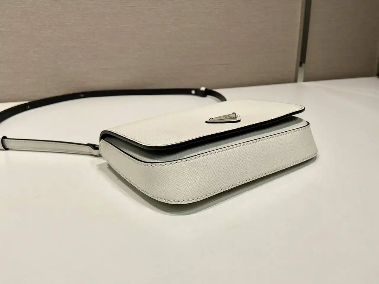 Prada 2VD061 White Galleria Saffiano leather Mini-bag With Shoulder Strap