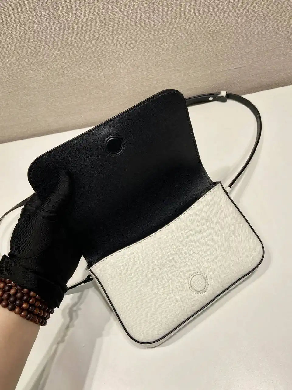 Prada 2VD061 White Galleria Saffiano leather Mini-bag With Shoulder Strap