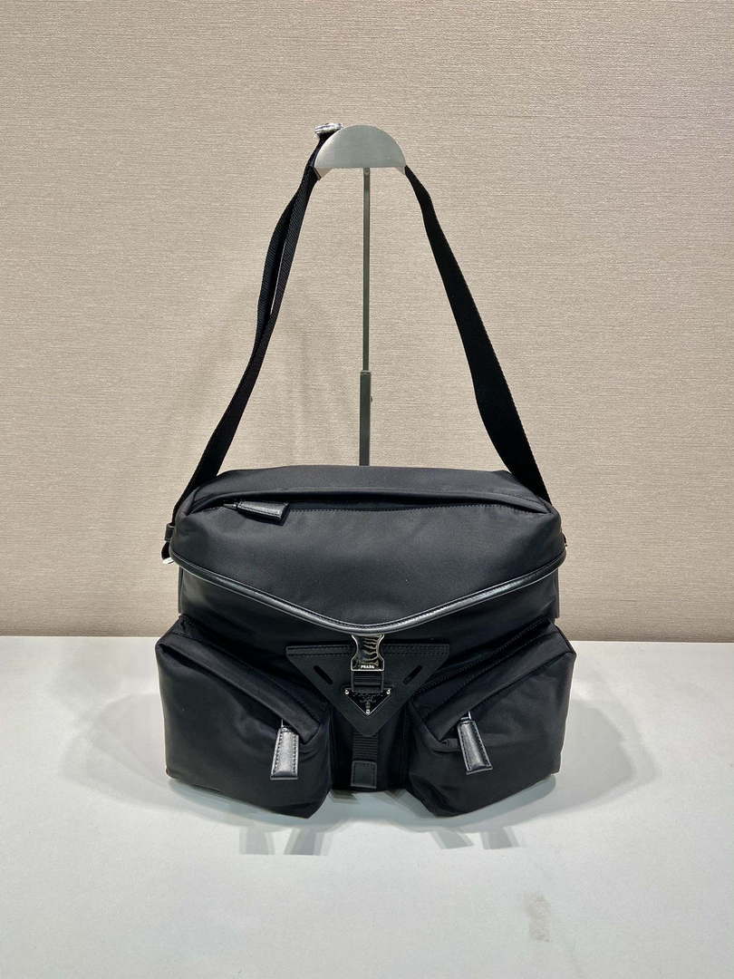 Prada 2VD062 Re-Nylon and leather shoulder bag  Black