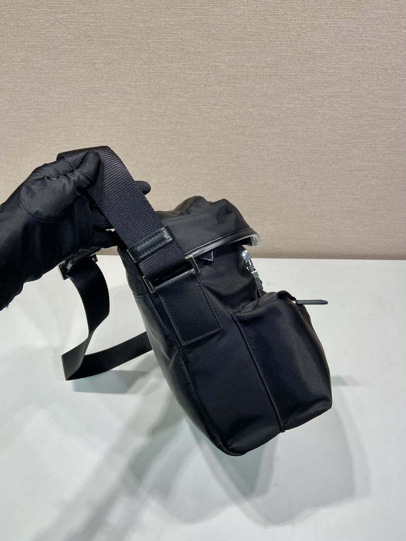 Prada 2VD062 Re-Nylon and leather shoulder bag  Black