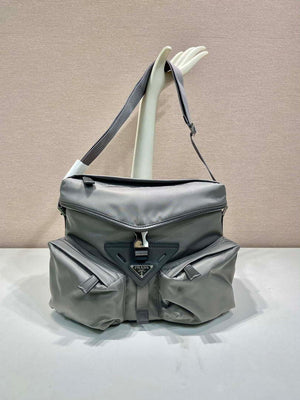 Prada 2VD062 Re-Nylon and leather shoulder bag Gray - Default Title - View 1