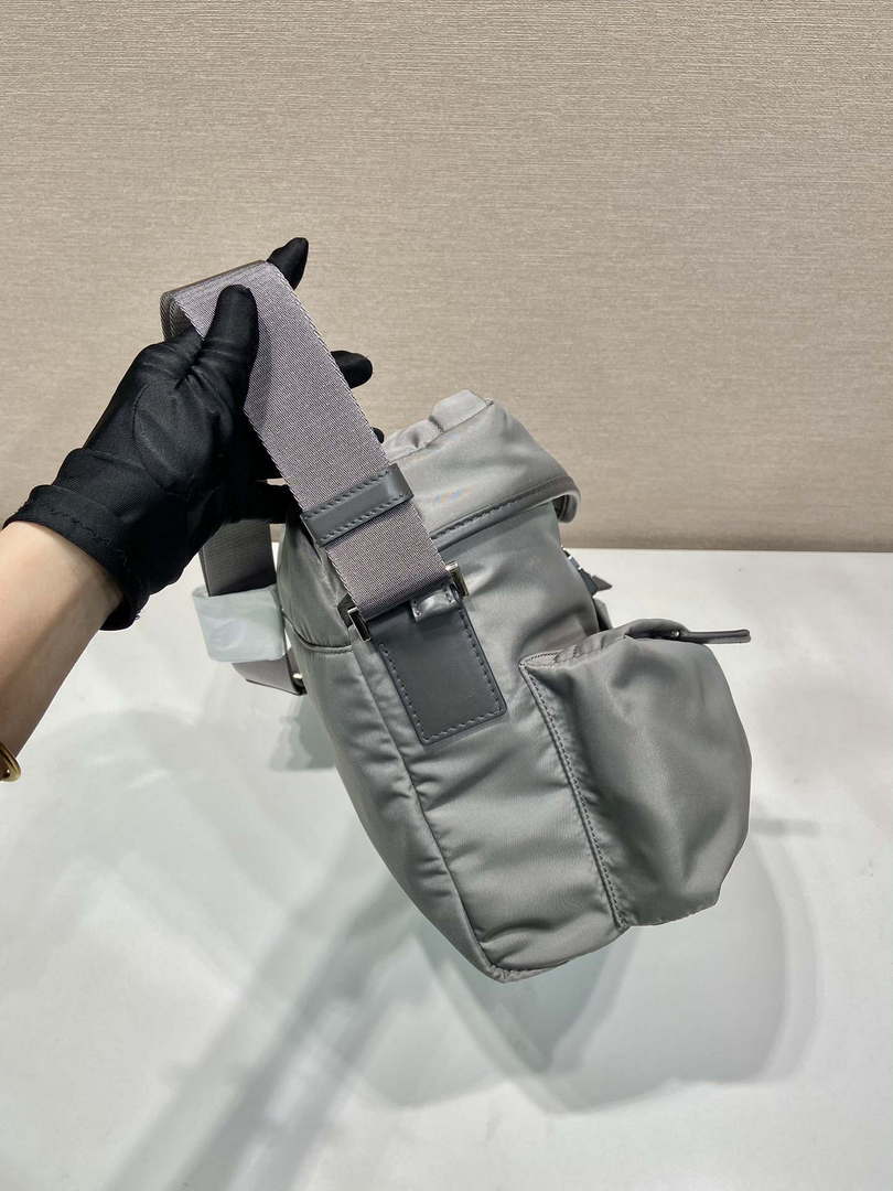 Prada 2VD062 Re-Nylon and leather shoulder bag Gray - Default Title - View 3