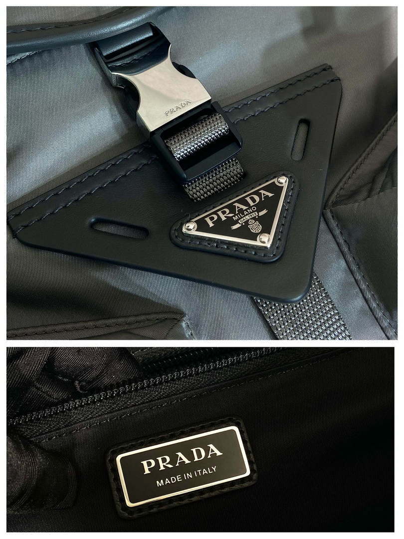 Prada 2VD062 Re-Nylon and leather shoulder bag Gray