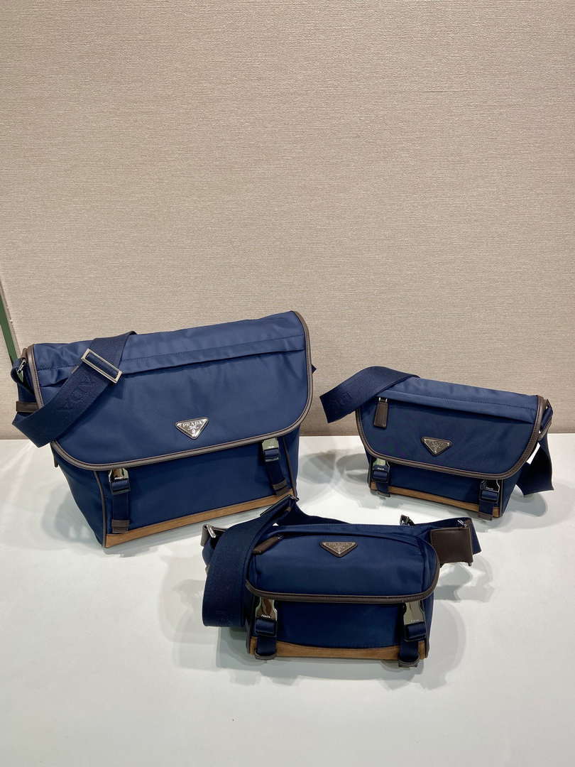 Prada 2VD066 Re-Nylon and Saffiano leather shoulder bag Navy Blue