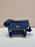 Prada 2VD066 Re-Nylon and Saffiano leather shoulder bag Navy Blue