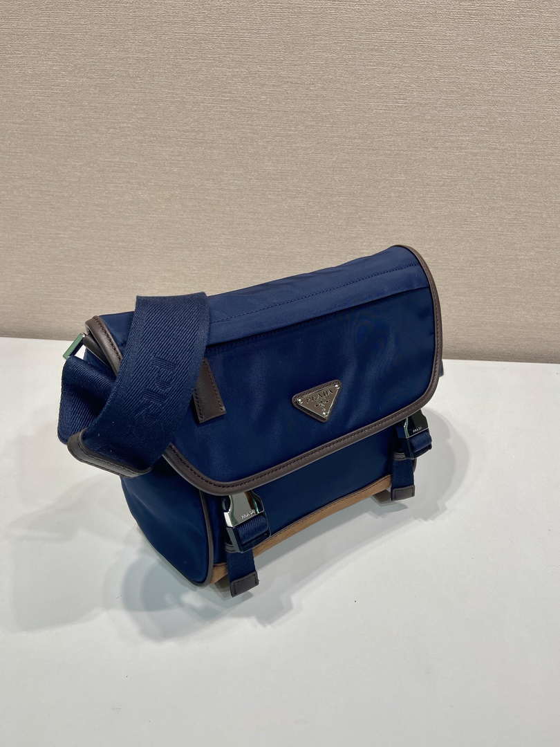 Prada 2VD066 Re-Nylon and Saffiano leather shoulder bag Navy Blue