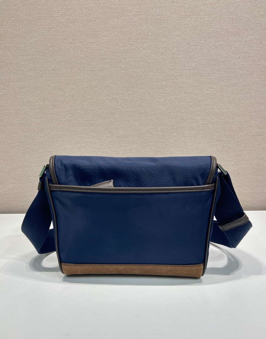 Prada 2VD066 Re-Nylon and Saffiano leather shoulder bag Navy Blue