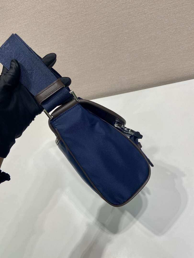 Prada 2VD066 Re-Nylon and Saffiano leather shoulder bag Navy Blue