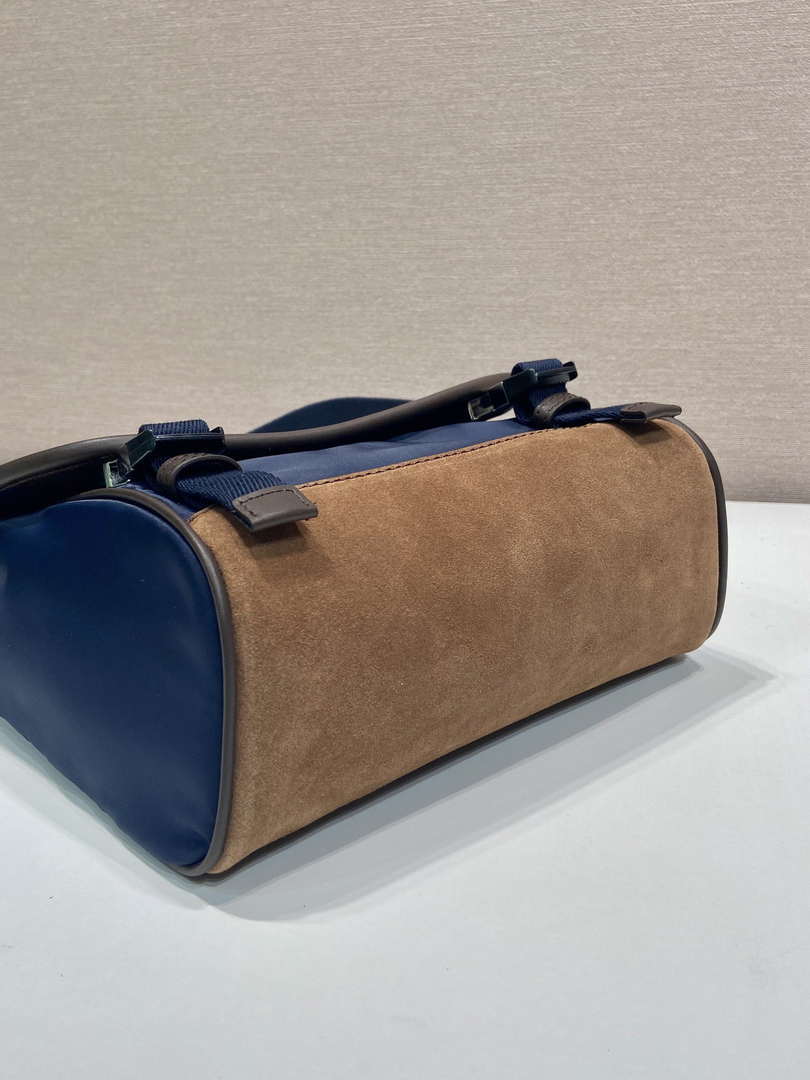 Prada 2VD066 Re-Nylon and Saffiano leather shoulder bag Navy Blue