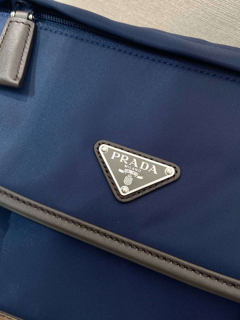 Prada 2VD066 Re-Nylon and Saffiano leather shoulder bag Navy Blue