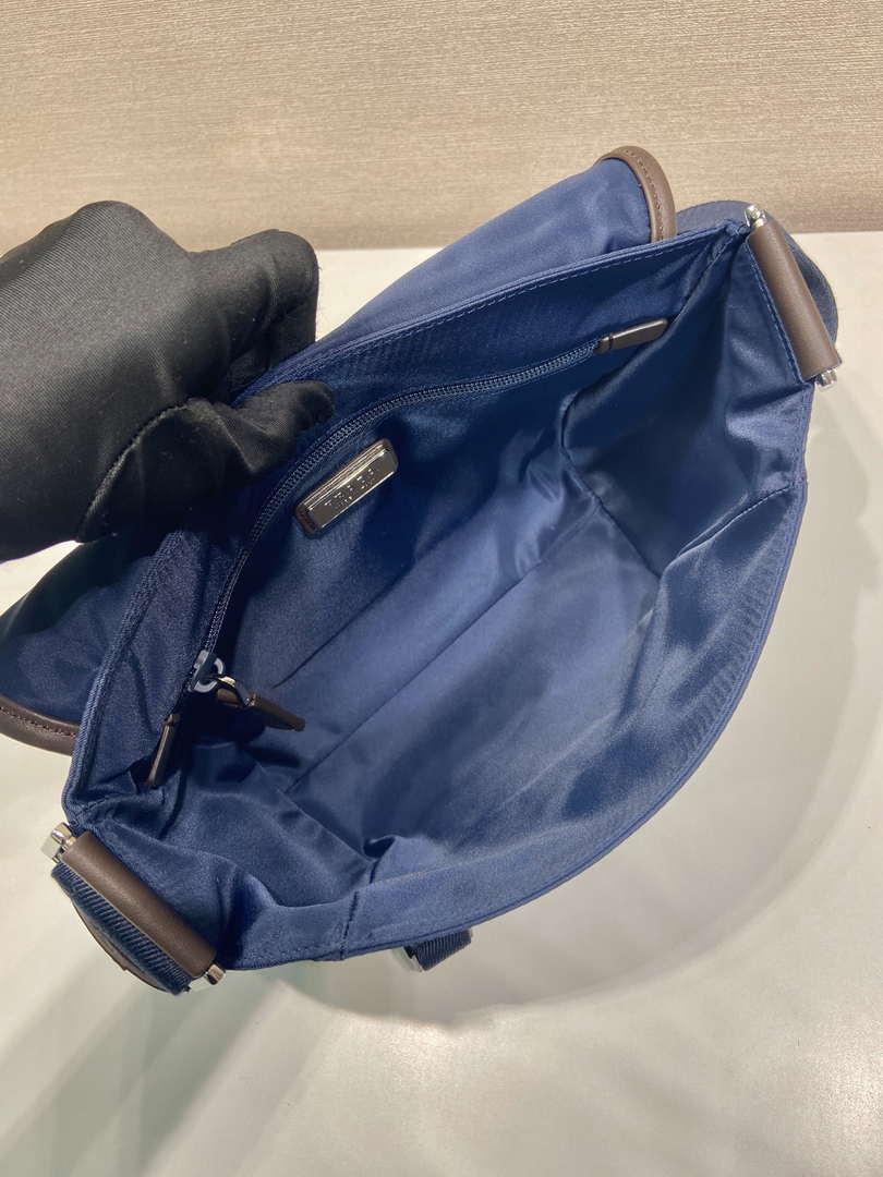Prada 2VD066 Re-Nylon and Saffiano leather shoulder bag Navy Blue