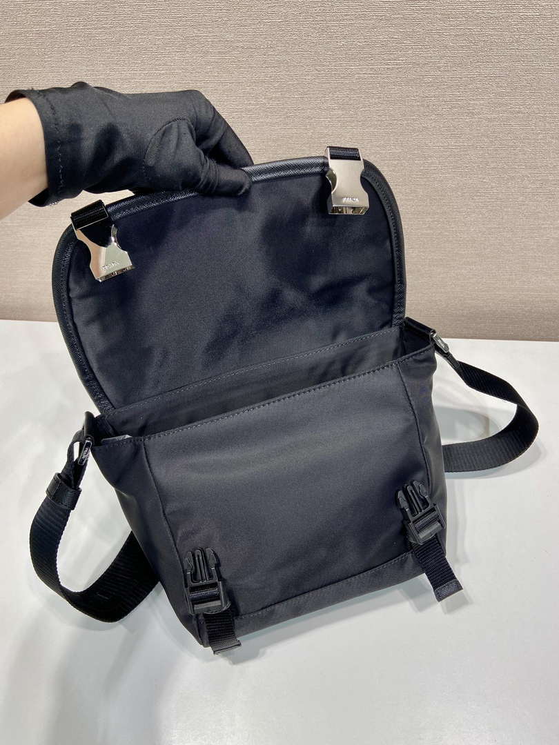 Prada 2VD066 Re-Nylon and Saffiano leather shoulder bag Black