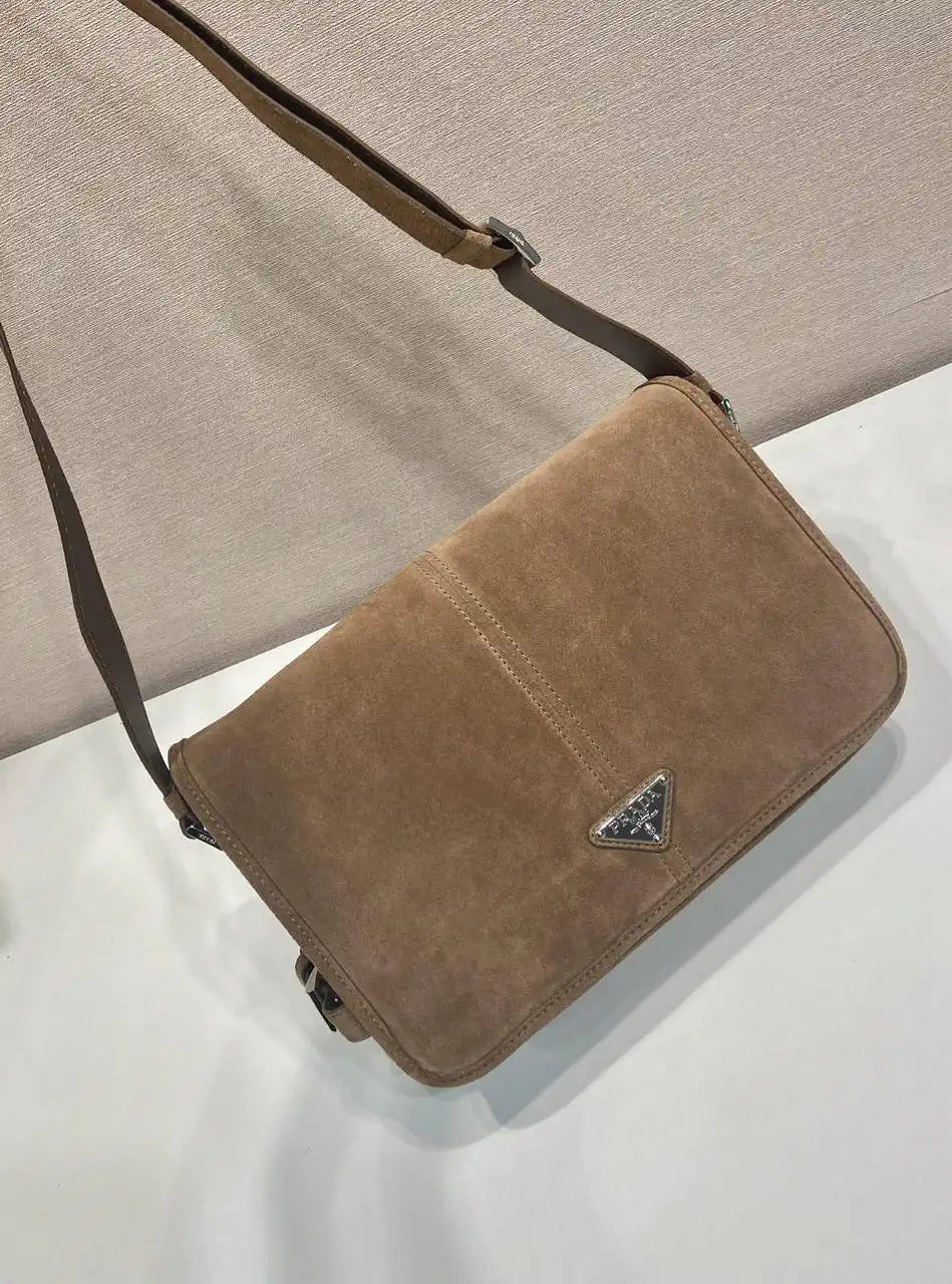 Prada 2VD073 Suede shoulder bag Cocoa Brown