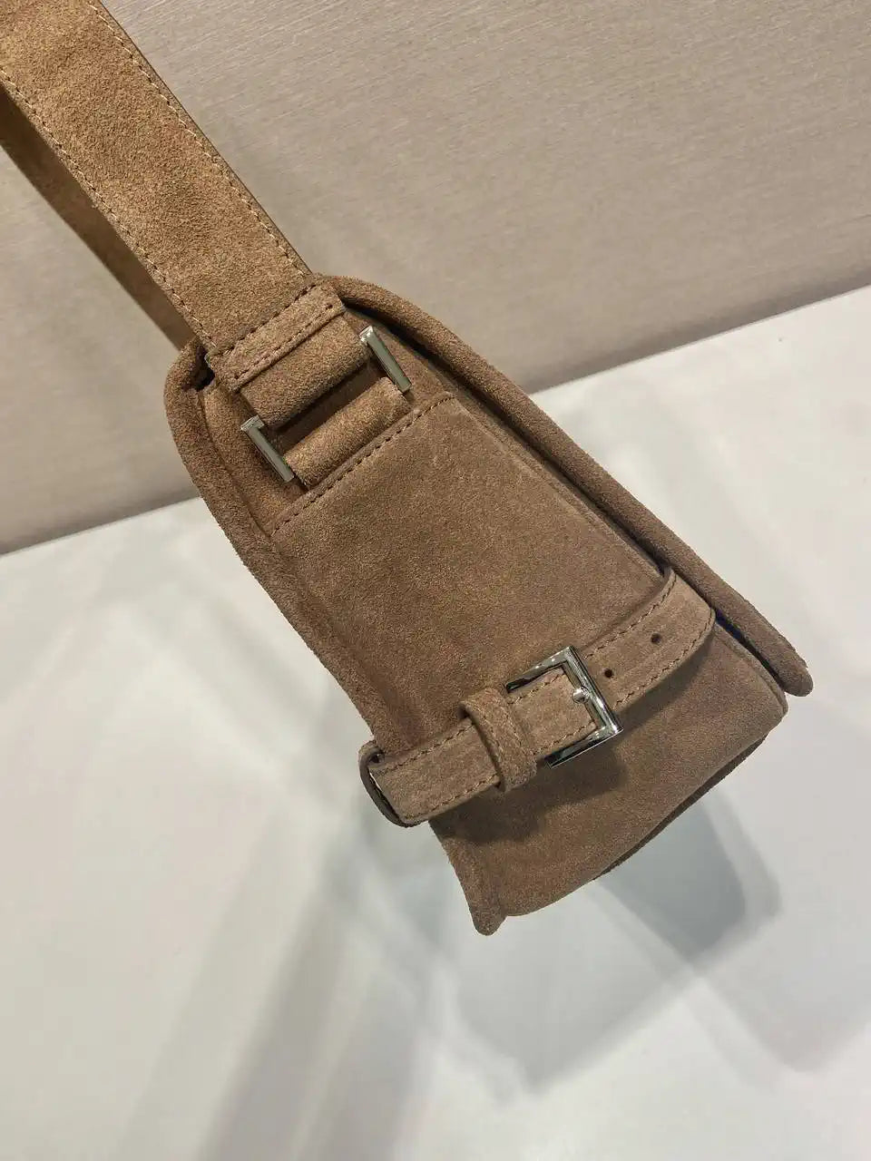 Prada 2VD073 Suede shoulder bag Cocoa Brown