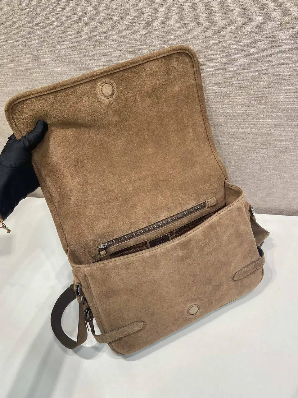 Prada 2VD073 Suede shoulder bag Cocoa Brown