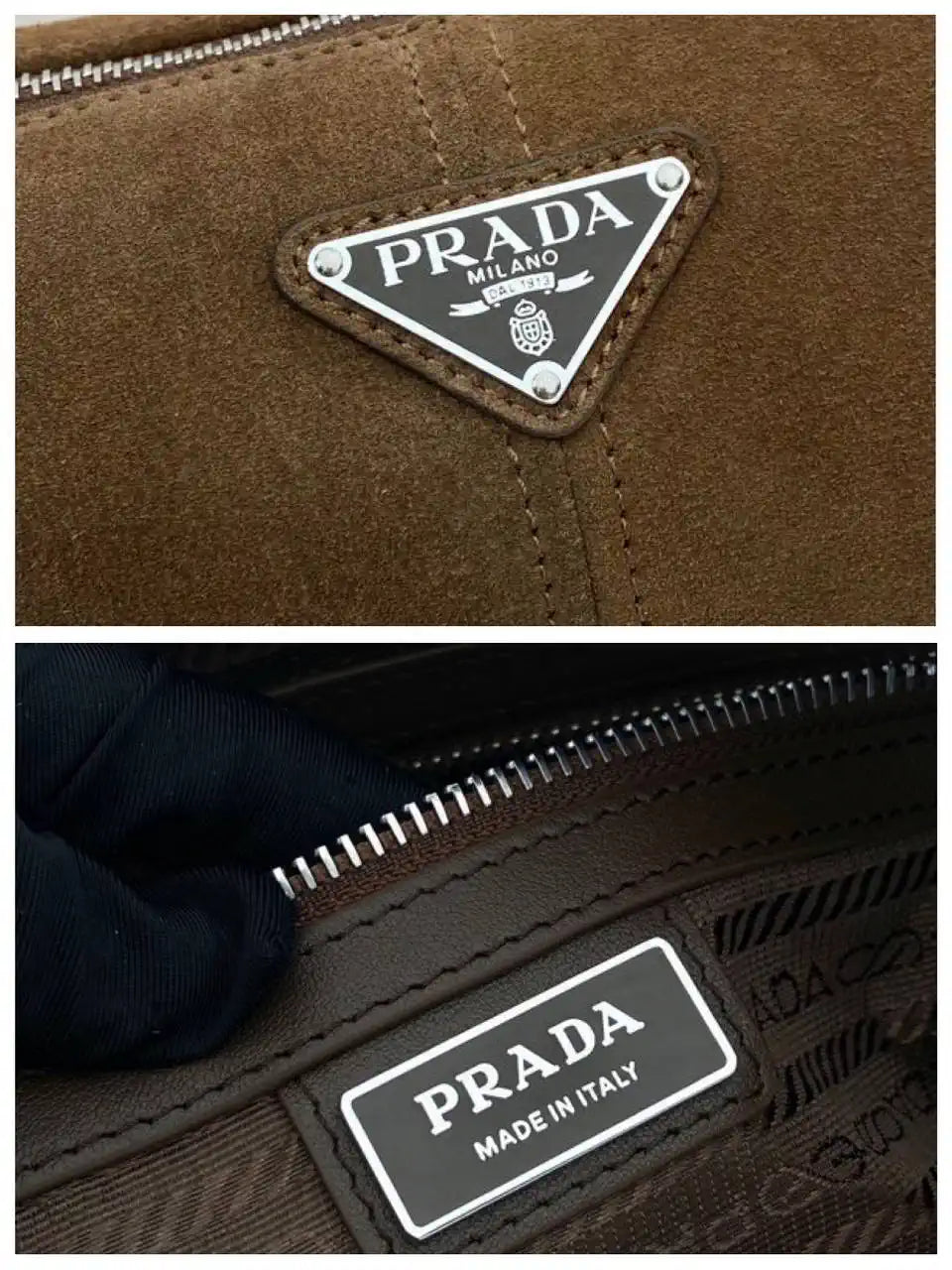 Prada 2VD073 Suede shoulder bag Cocoa Brown