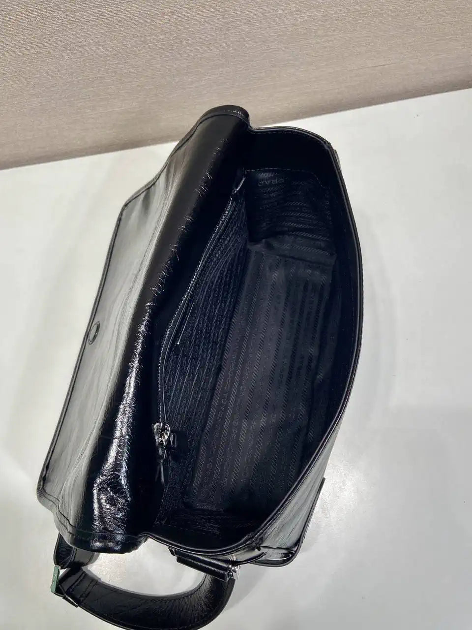 Prada 2VD073 Wax leather shoulder bag Black