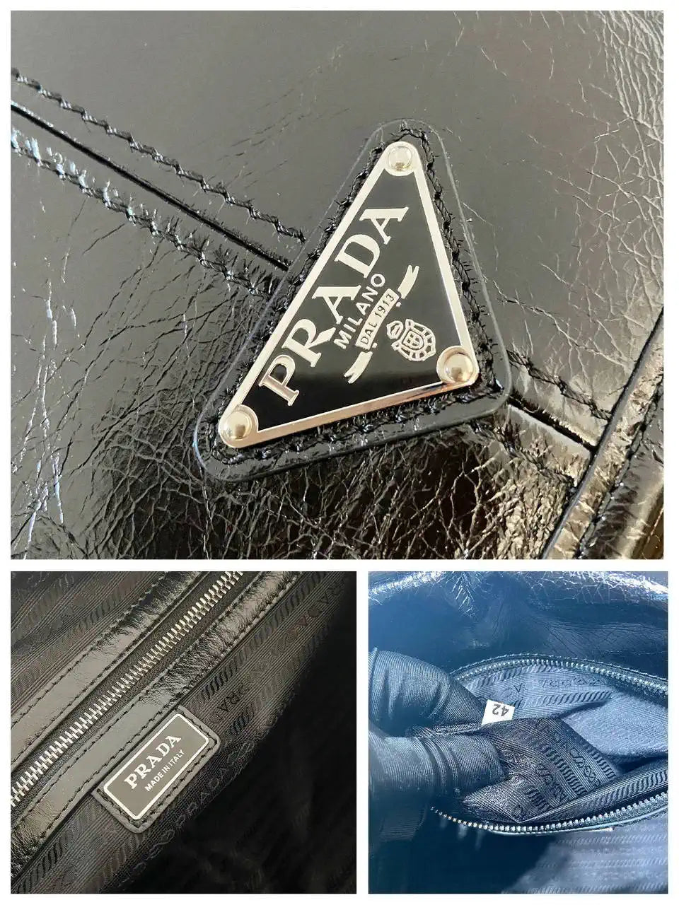 Prada 2VD073 Wax leather shoulder bag Black
