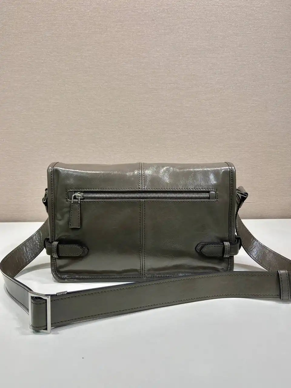 Prada 2VD073 Wax leather shoulder bag Gray
