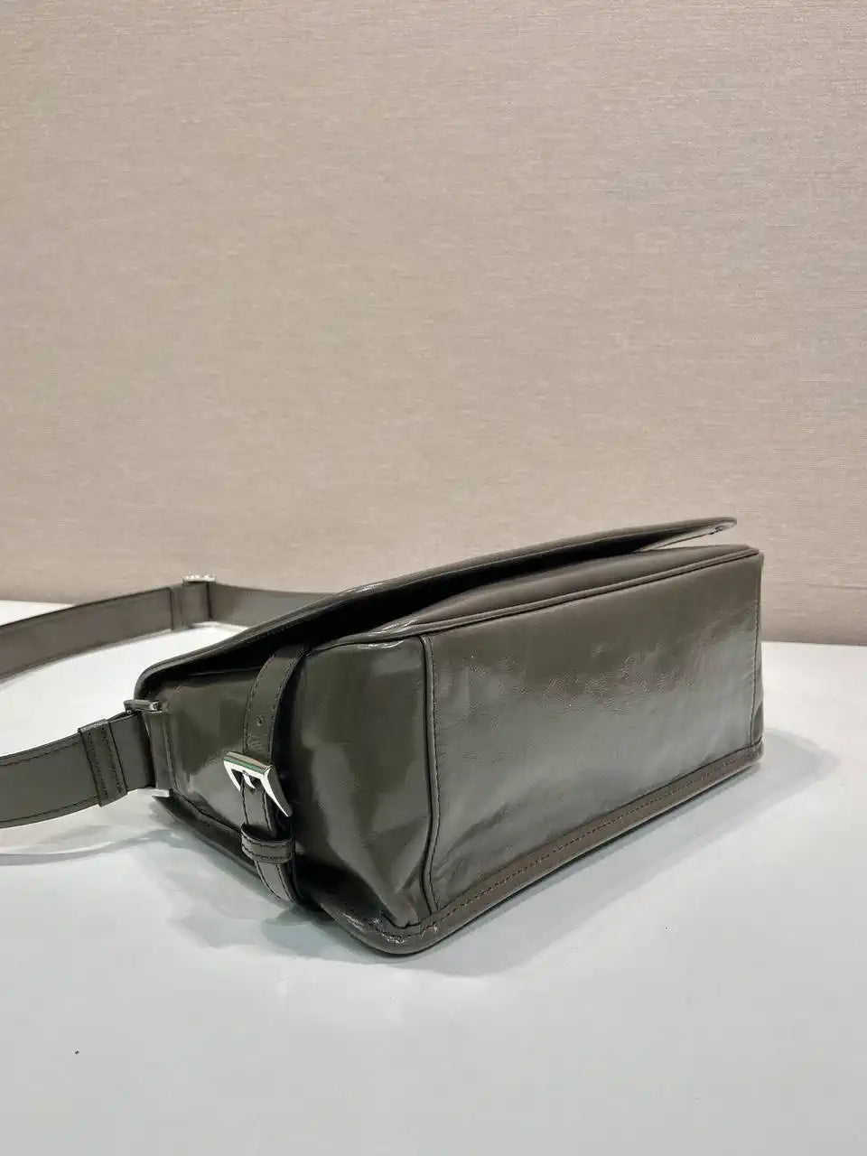 Prada 2VD073 Wax leather shoulder bag Gray