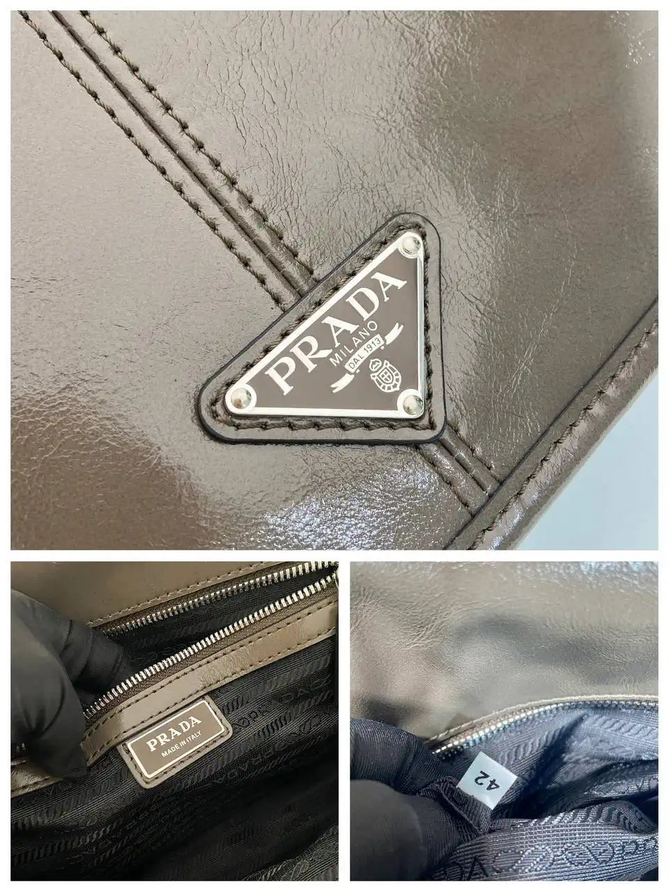Prada 2VD073 Wax leather shoulder bag Gray