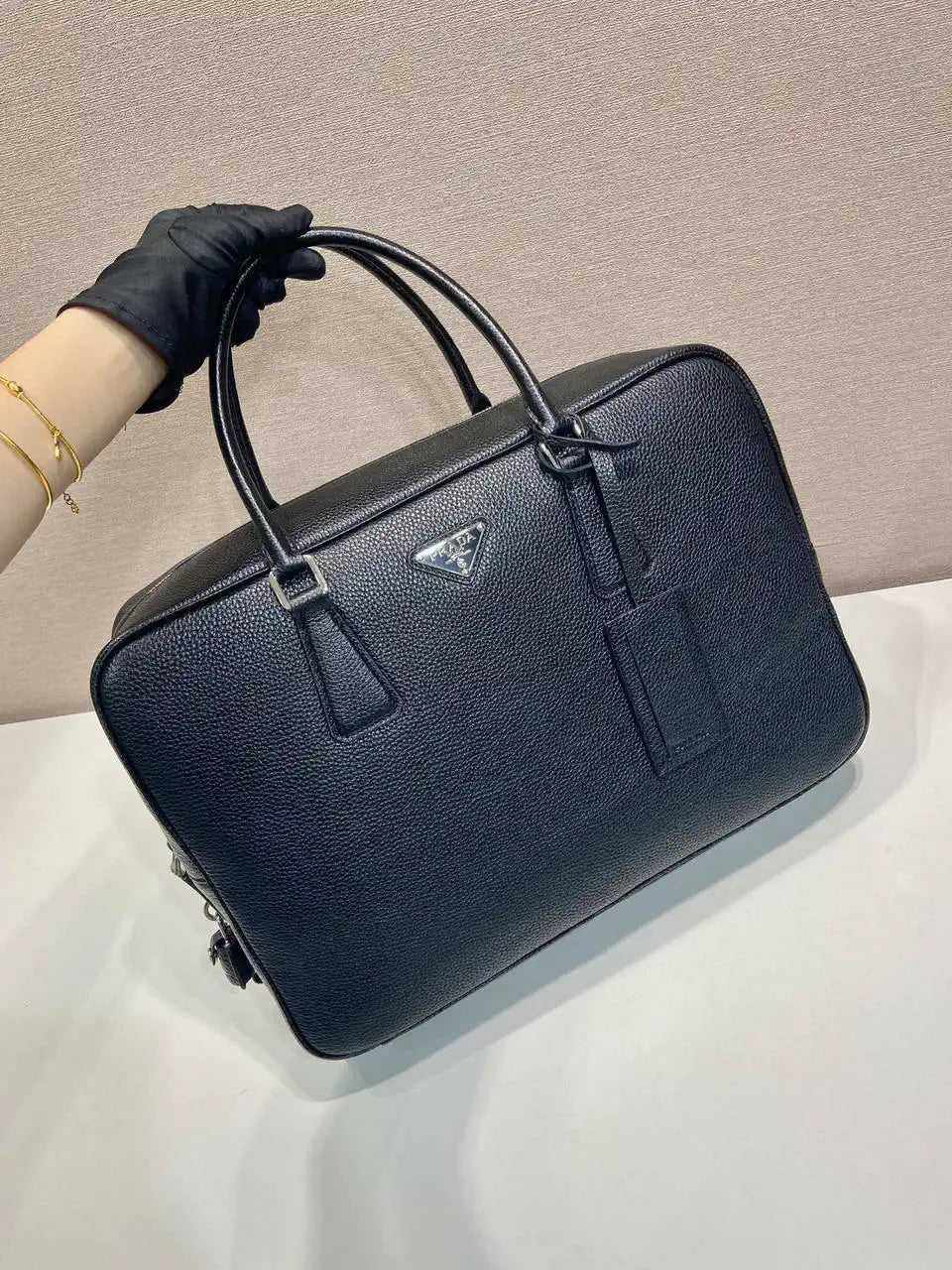 Prada 2VE027 Leather work bag Black